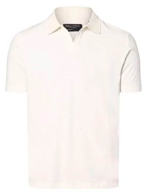 Marc O'Polo Męska koszulka polo z zawartością lnu Mężczyźni Bawełna biały jednolity,