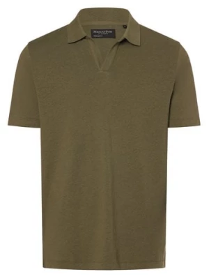 Marc O'Polo Męska koszulka polo z zawartością lnu Mężczyźni Bawełna zielony jednolity,