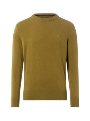 Marc O'Polo Męski sweter z dzianiny Mężczyźni drobna dzianina zielony jednolity,