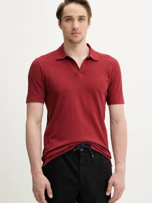 Marc O'Polo polo z domieszką lnu męski kolor czerwony gładki 523209153026