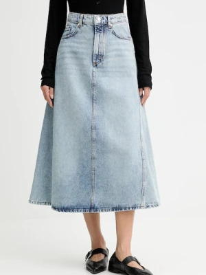 Marc O'Polo spódnica jeansowa kolor niebieski midi rozkloszowana 5000007233