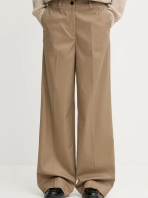 Marc O'Polo spodnie damskie kolor beżowy szerokie high waist 600001910009