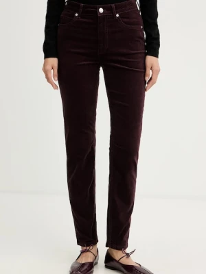 Marc O'Polo spodnie damskie kolor bordowy dopasowane high waist 511096811111