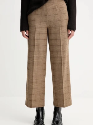 Marc O'Polo spodnie damskie kolor brązowy szerokie high waist 508026210423