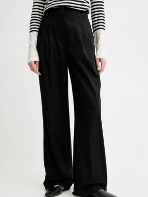 Marc O'Polo spodnie damskie kolor czarny szerokie high waist 506034110105