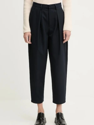 Marc O'Polo spodnie damskie kolor granatowy fason cygaretki high waist 5000007591