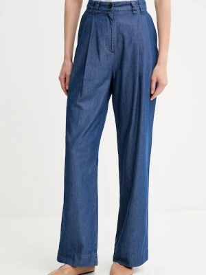 Marc O'Polo spodnie damskie kolor niebieski szerokie high waist 506089110123