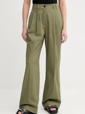 Marc O'Polo spodnie damskie kolor zielony szerokie high waist 506034110105