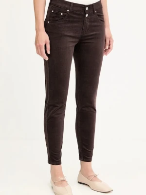 Marc O'Polo spodnie sztruksowe damskie kolor brązowy dopasowane medium waist 508103411129