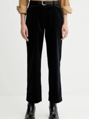 Marc O'Polo spodnie sztruksowe damskie kolor granatowy proste high waist 511104110441