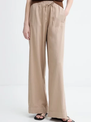 Marc O'Polo spodnie wide leg damskie z dodatkiem lnu