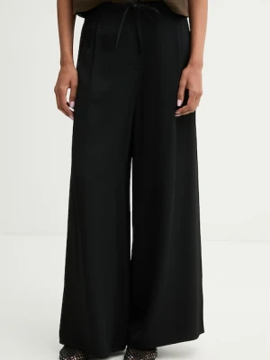 Marc O'Polo spodnie wide leg damskie z wiskozy czarny