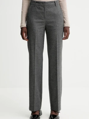 Marc O'Polo spodnie z dodatkiem wełny damskie kolor szary proste high waist 510023710199