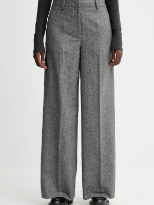 Marc O'Polo spodnie z dodatkiem wełny damskie kolor szary szerokie high waist 509015810149