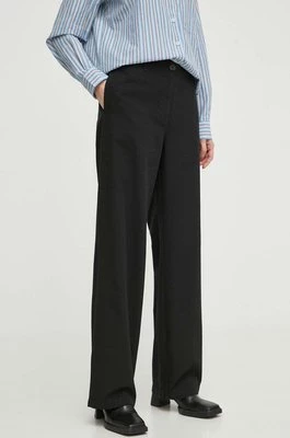 Marc O'Polo spodnie z domieszką lnu kolor czarny proste high waist