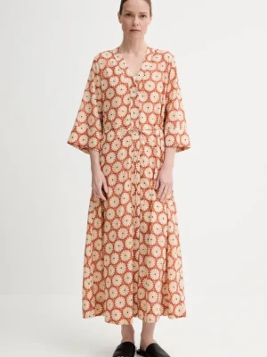 Marc O'Polo sukienka bawełniana kolor brązowy maxi oversize 504080921145