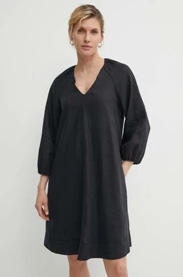 Marc O'Polo sukienka lniana kolor czarny mini rozkloszowana M04130521123