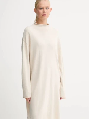 Marc O'Polo sukienka z dodatkiem wełny kolor beżowy mini oversize 509511867033