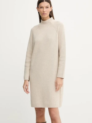 Marc O'Polo sukienka z dodatkiem wełny kolor beżowy mini prosta 600605967001