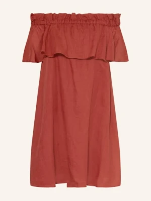 Marc O'polo Sukienka Z Odkrytymi Ramionami I Falbanami rot