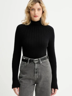 Marc O'Polo sweter bawełniany damski kolor czarny z półgolfem 509605960173