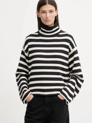 Marc O'Polo sweter bawełniany damski kolor granatowy z golfem 600605960013