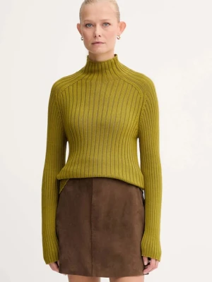 Marc O'Polo sweter bawełniany damski kolor zielony z półgolfem 509605960173