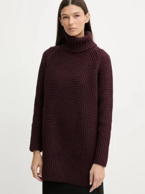 Marc O'Polo sweter damski kolor bordowy ciepły z golfem 5000007659