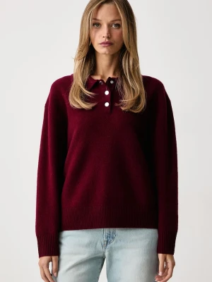 Marc O'Polo sweter damski wełniany bordowy