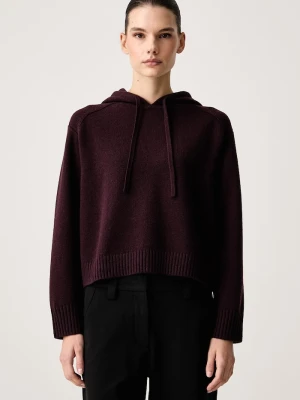 Marc O'Polo sweter damski z dodatkiem wełny bordowy