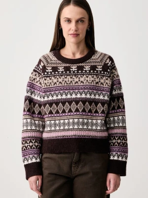 Marc O'Polo sweter damski z dodatkiem wełny brązowy