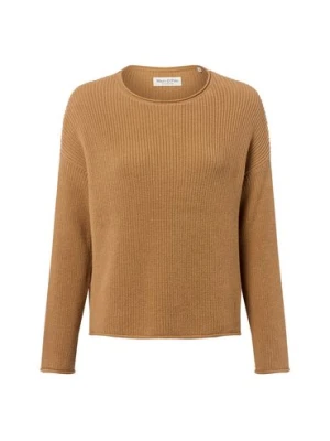 Marc O'Polo Sweter damski z dzianiny Kobiety Prążki brązowy jednolity,