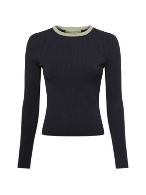 Marc O'Polo Sweter damski z dzianiny ściągaczowej Kobiety Prążki niebieski jednolity,