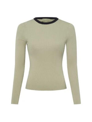 Marc O'Polo Sweter damski z dzianiny ściągaczowej Kobiety Prążki zielony jednolity,
