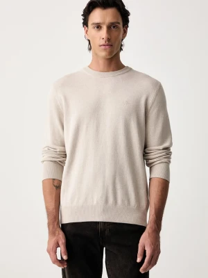 Marc O'Polo sweter męski z dodatkiem wełny beżowy