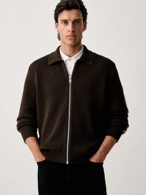 Marc O'Polo sweter rozpinany męski bawełniany brązowy