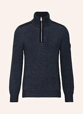 Marc O'polo Sweter Typu Troyer Z Mieszanki Materiałów blau