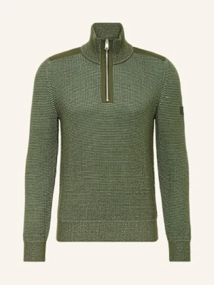 Marc O'polo Sweter Typu Troyer Z Mieszanki Materiałów gruen