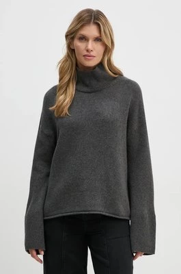 Marc O'Polo sweter wełniany damski kolor szary z półgolfem 409621160493