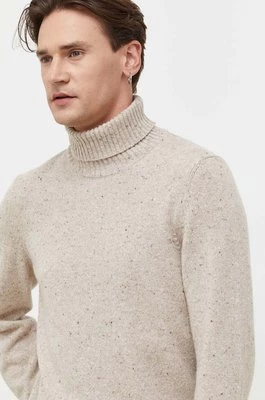 Marc O'Polo sweter wełniany męski kolor beżowy z golferm 330506660172