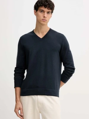 Marc O'Polo sweter wełniany męski kolor granatowy lekki 529506360110