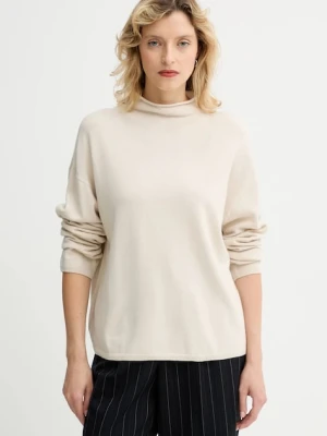 Marc O'Polo sweter z dodatkiem wełny damski kolor beżowy lekki z półgolfem 509511860481