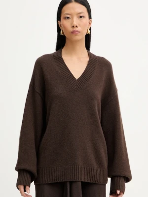 Marc O'Polo sweter z dodatkiem wełny damski kolor brązowy 510609060235