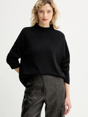 Marc O'Polo sweter z dodatkiem wełny damski kolor czarny lekki z półgolfem 509511860481