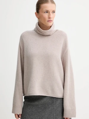 Marc O'Polo sweter z dodatkiem wełny kolor beżowy z golfem 510609060267