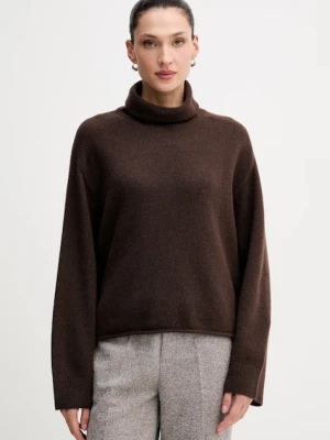 Marc O'Polo sweter z dodatkiem wełny kolor brązowy z golfem 510609060267