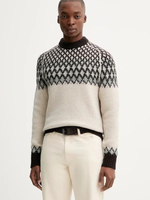 Marc O'Polo sweter z dodatkiem wełny męski kolor beżowy ciepły 530509860194