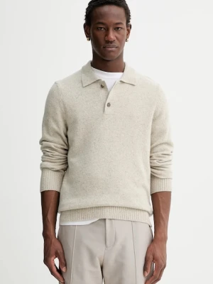 Marc O'Polo sweter z dodatkiem wełny męski kolor beżowy lekki 530506660390