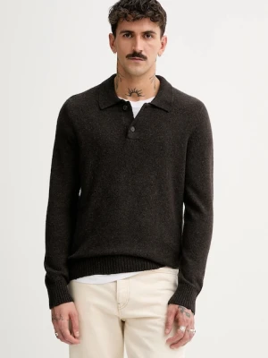Marc O'Polo sweter z dodatkiem wełny męski kolor brązowy lekki 530506660390