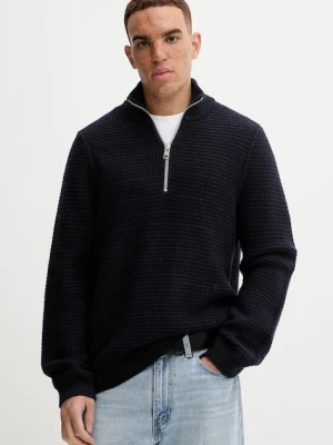Marc O'Polo sweter z dodatkiem wełny męski kolor granatowy ciepły 5000007327